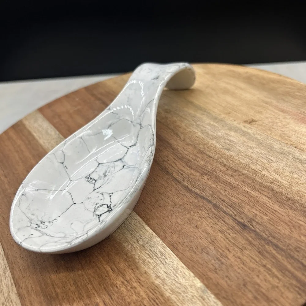 Vintage Ceramic Spoon Rest Country Kitchen Decor Marble